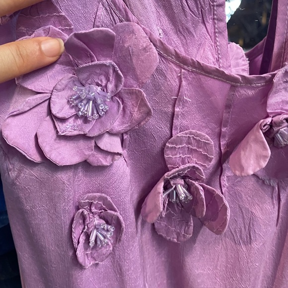 Calypso St. Barth Calypso Dress in raw silk with appliqué flowers - Picture 5 of 8